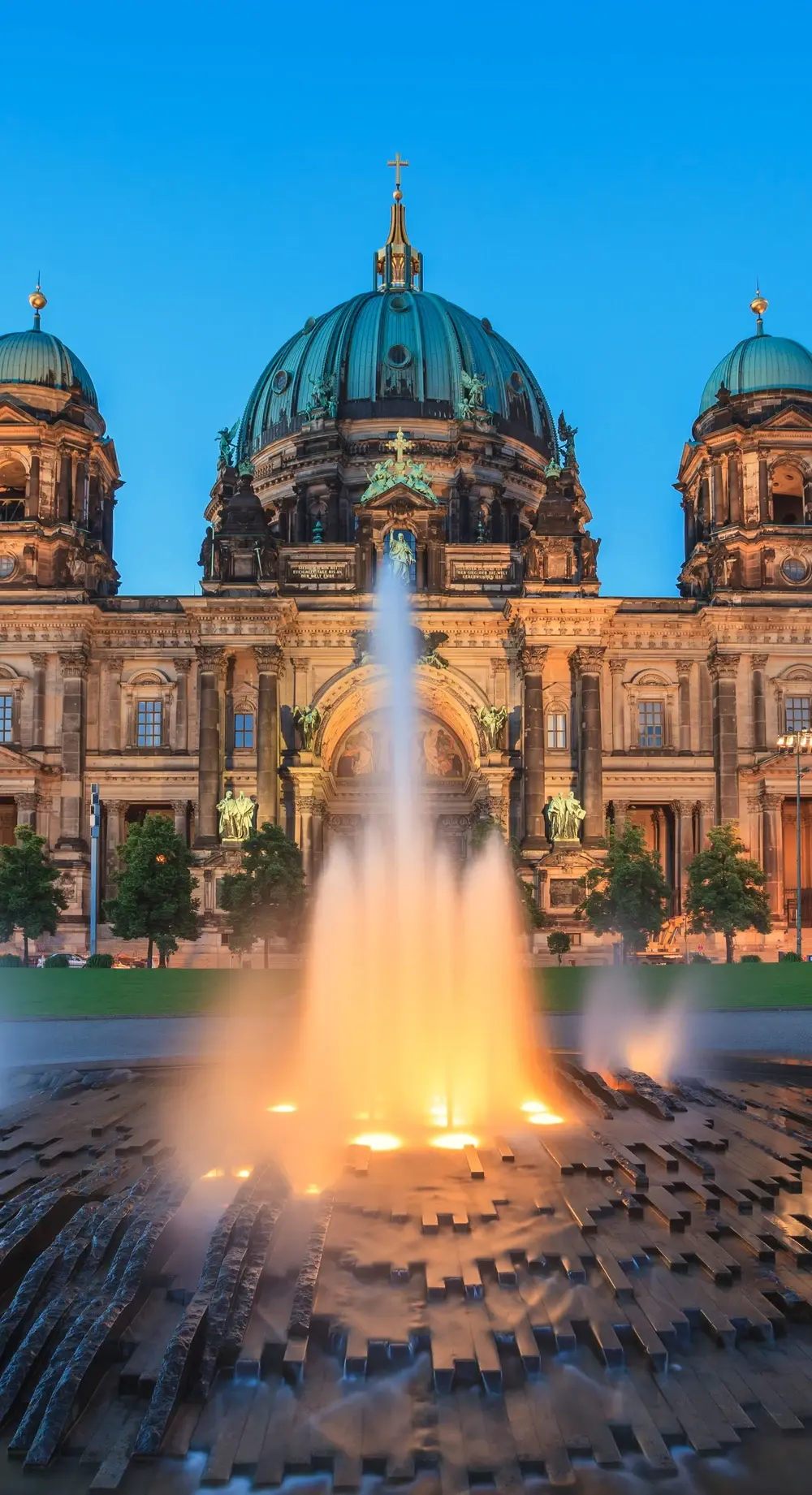 Berlin Cathedral lit at dusk