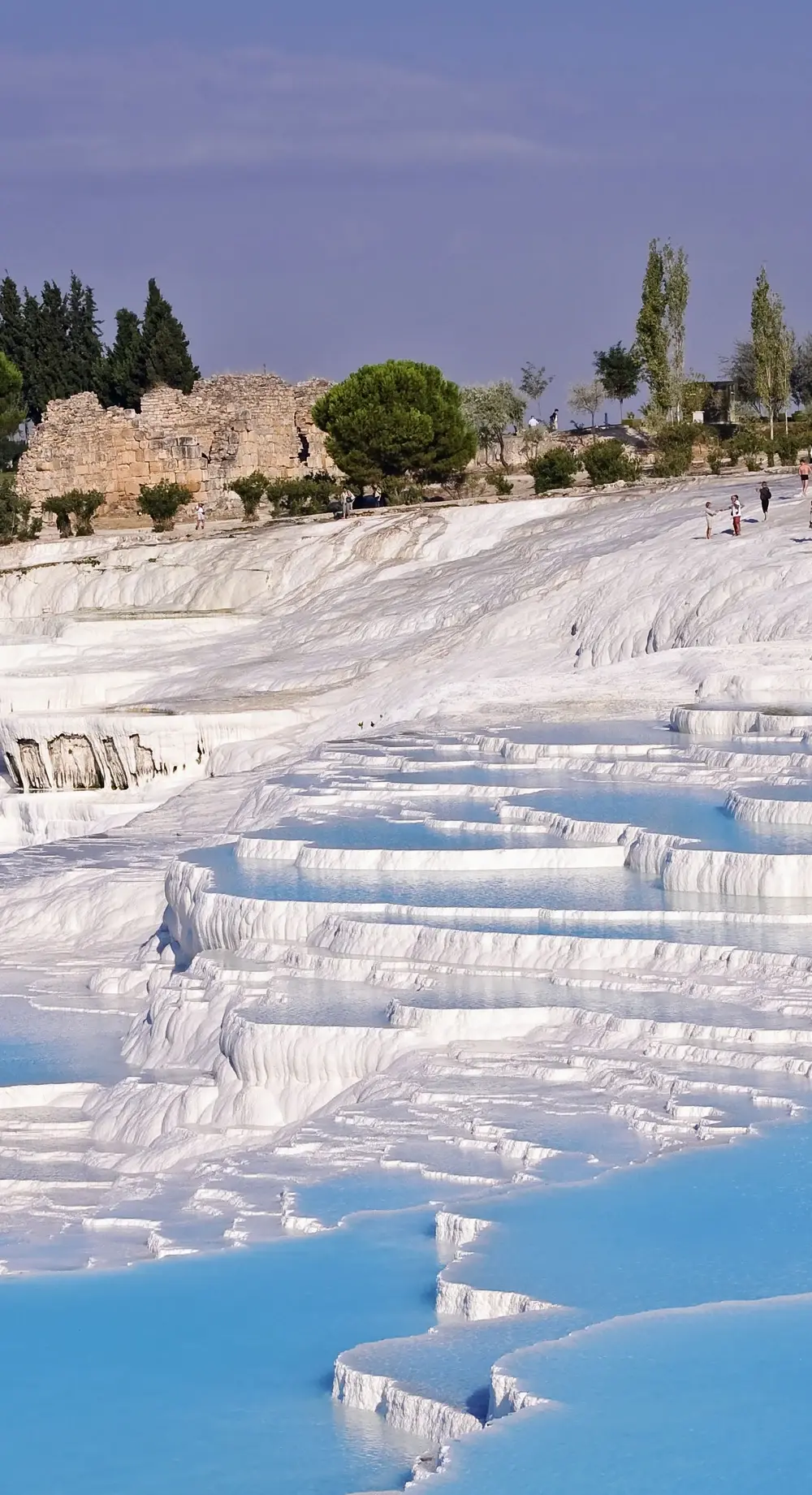The white travertine terraces of Pamukkale
