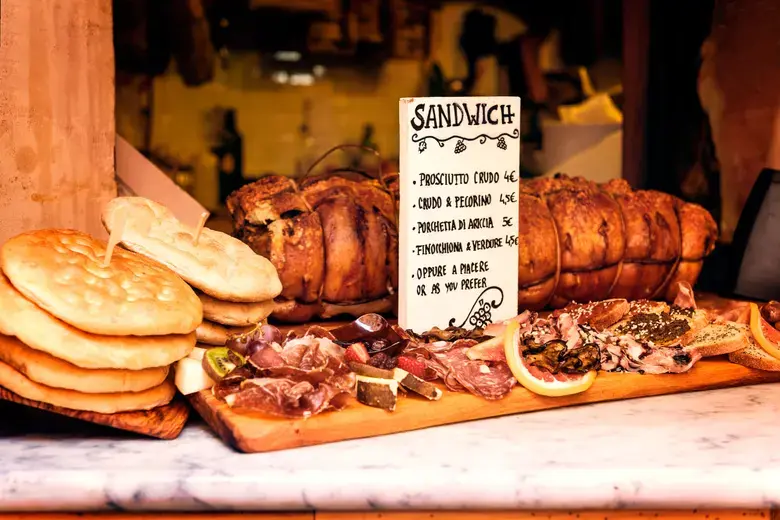 Italian food on a table in Rome