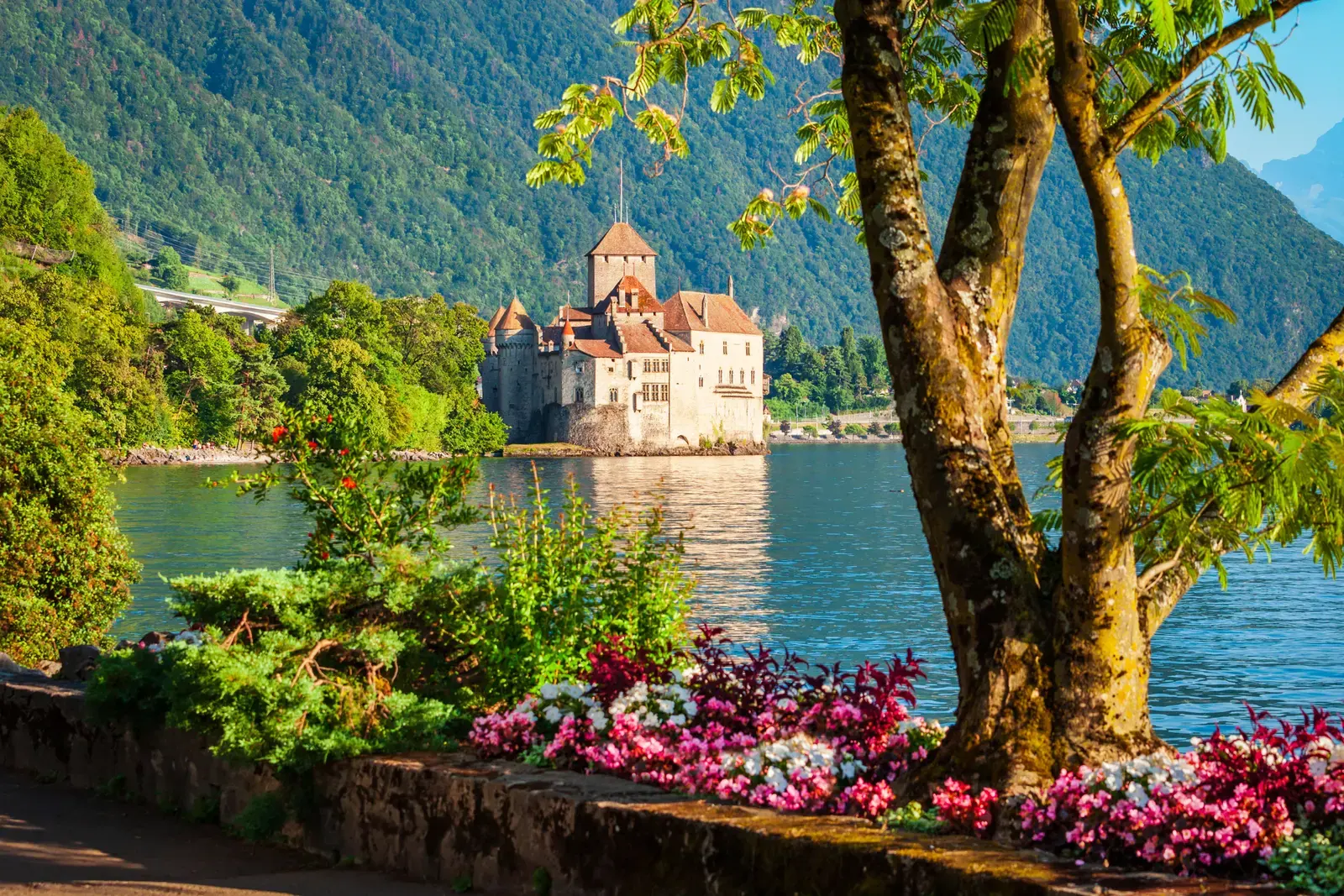 Chillon Castle on the shore of Lake Geneva